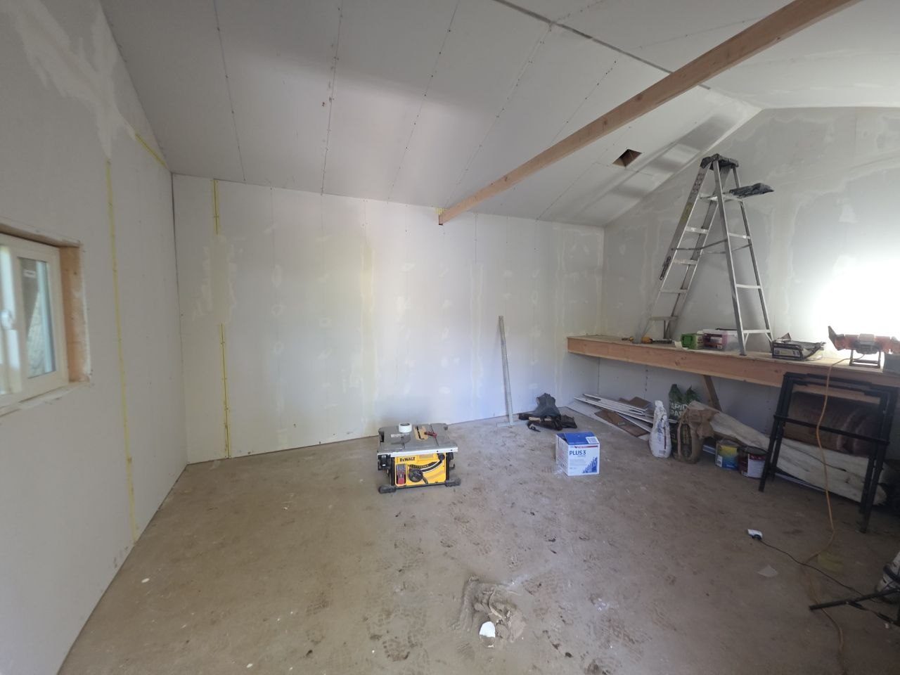 ADU before finish work — bare drywall and framing
