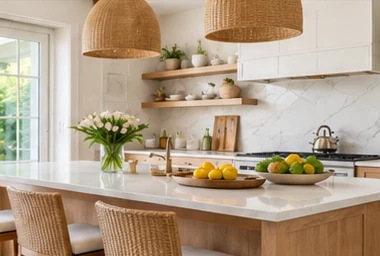 A bright, refreshed kitchen with a warm natural finish