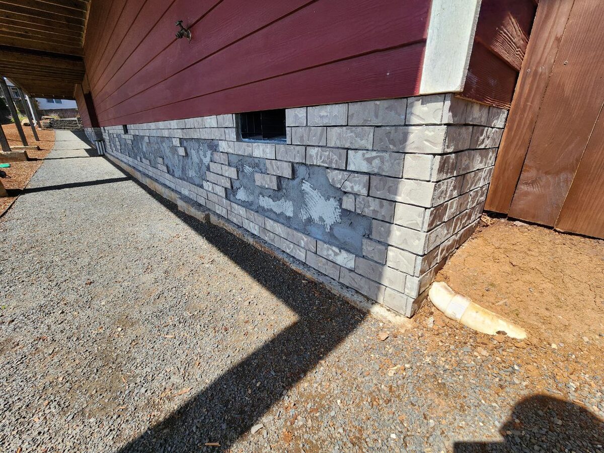 Foundation after new stone veneer skirt