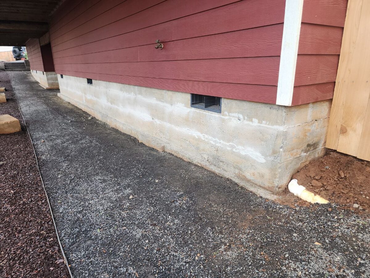 Foundation before siding and stone veneer work